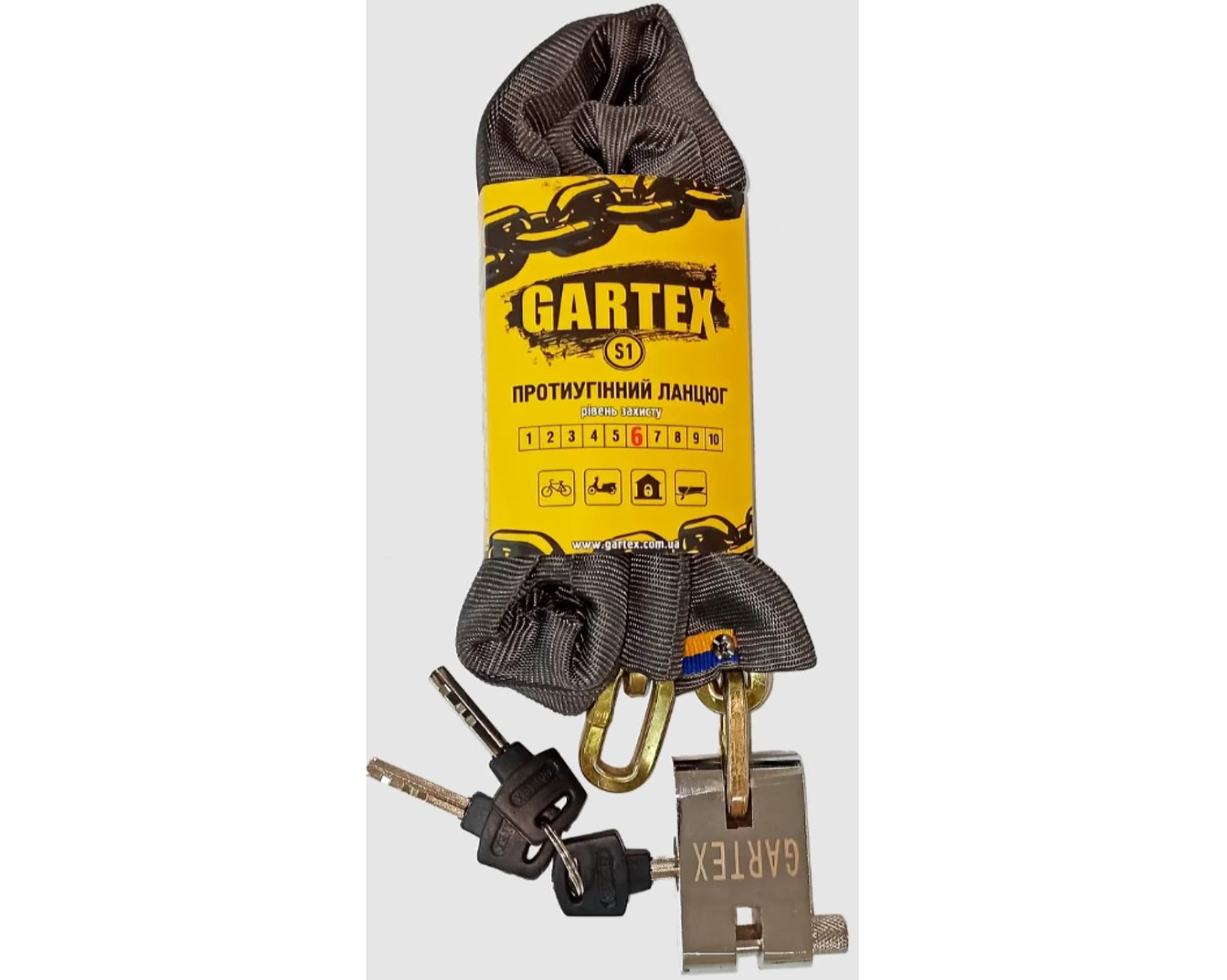 Замок ланцюговий Gartex S1 1200x6 мм 001