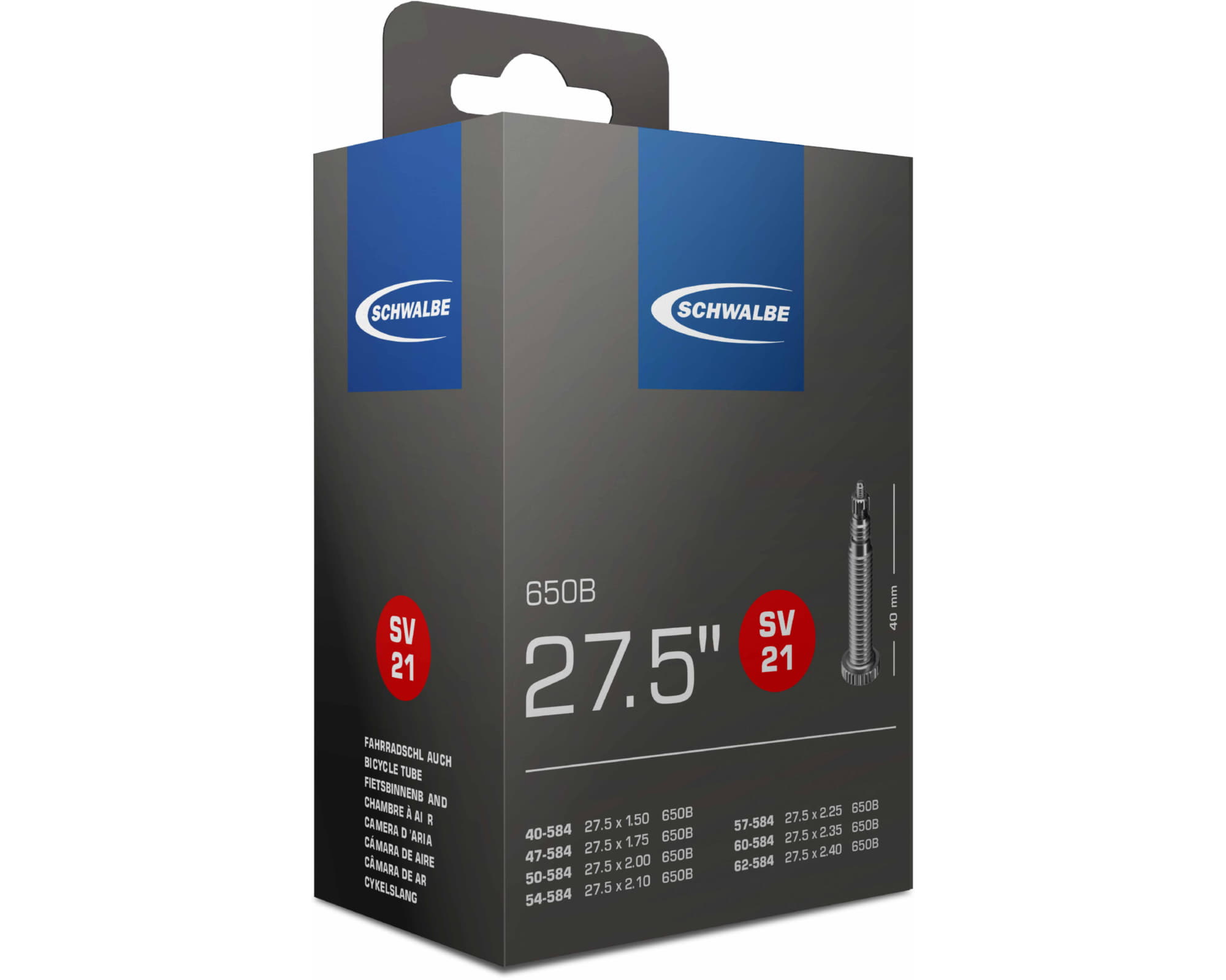 Камера Schwalbe SV21 27.5x1.50-2.40 (40-62/584) ниппель FV 40мм