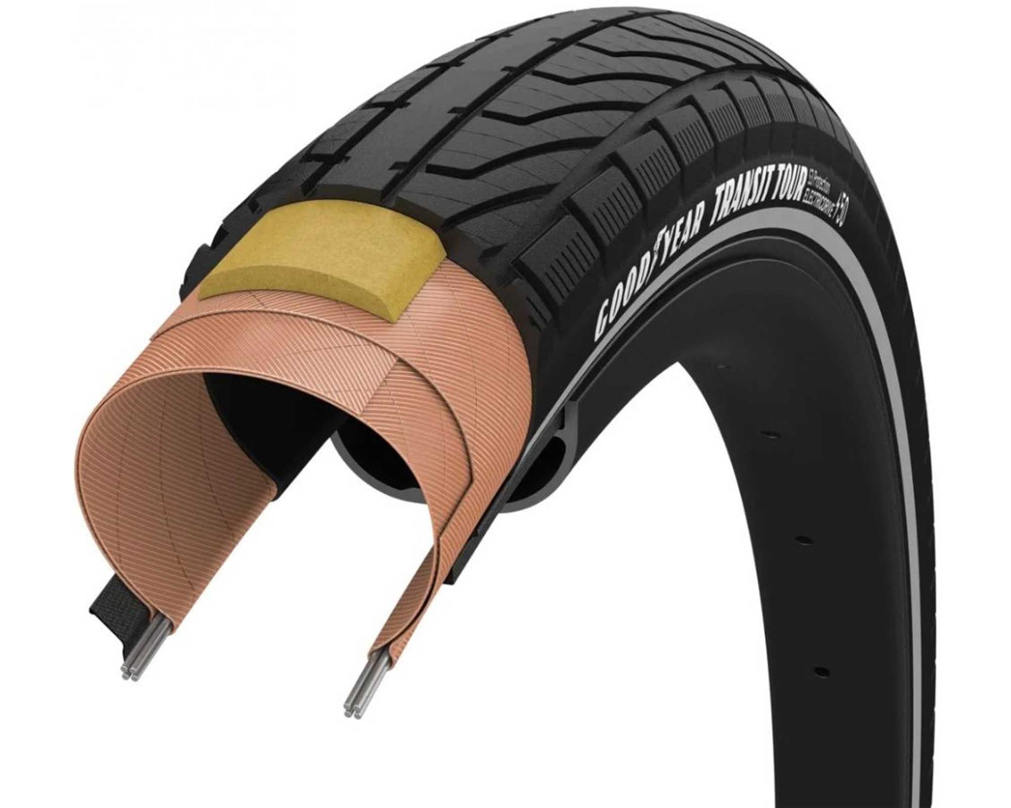 Покришка 700x40 (40-622) GoodYear Transit Tour S3:Protection, Wire, Black + reflective strips, 60tpi