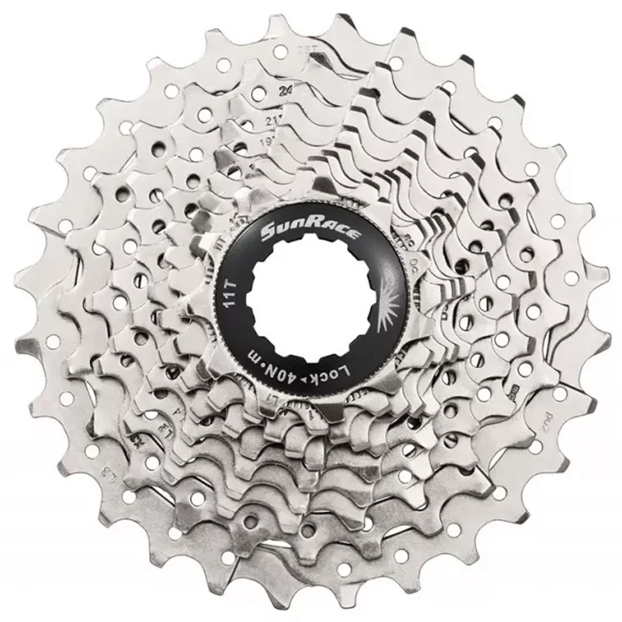 Кассета 10-k 11-28T SUN RACE RS алюминиевый паук, Metallic Silver