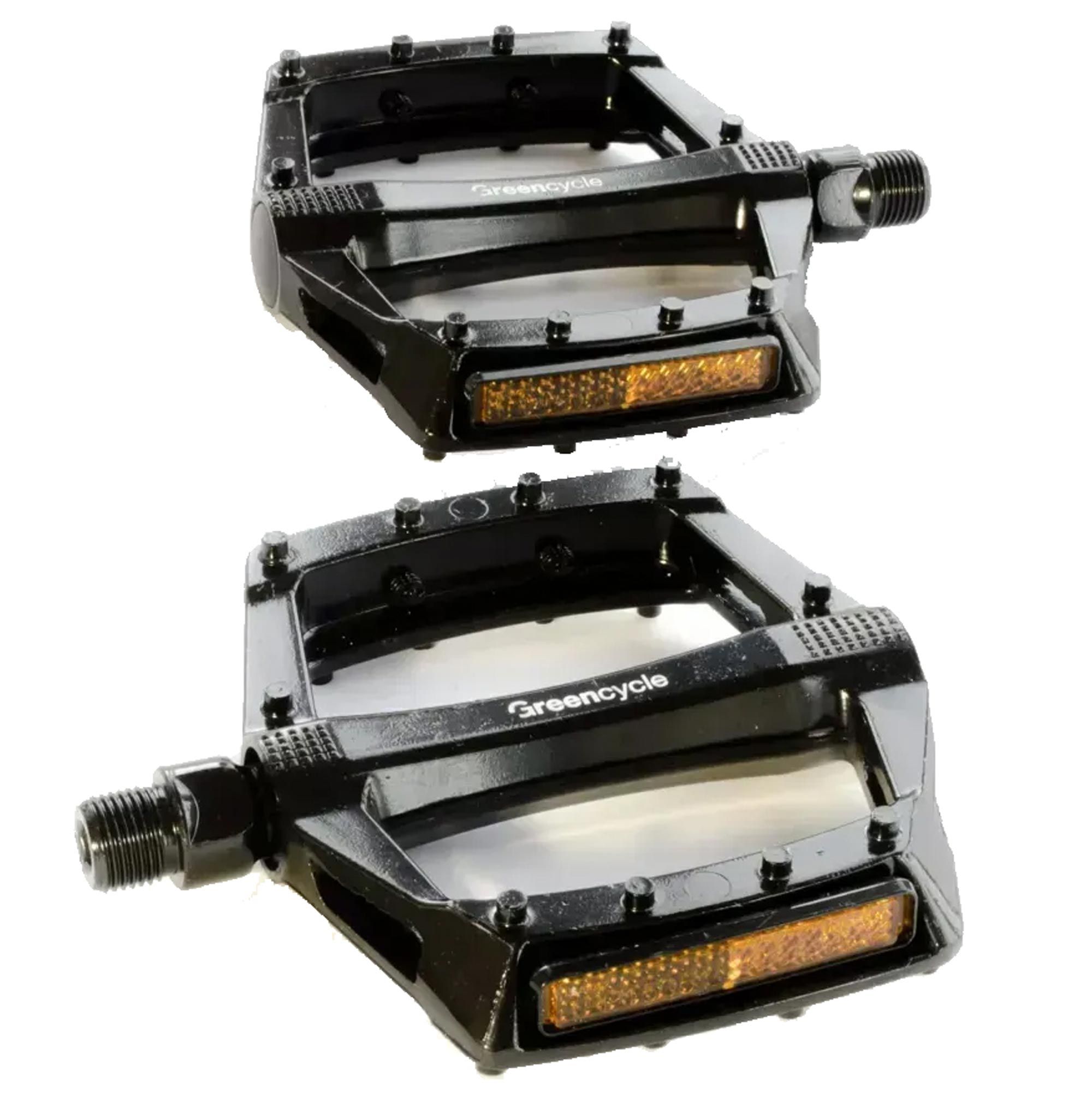 Педали Green Cycle GPD-M302, алюминиевые, шариковые подшипники, ось 9/16 бористая сталь (размер 112х109х24) 397 грамм