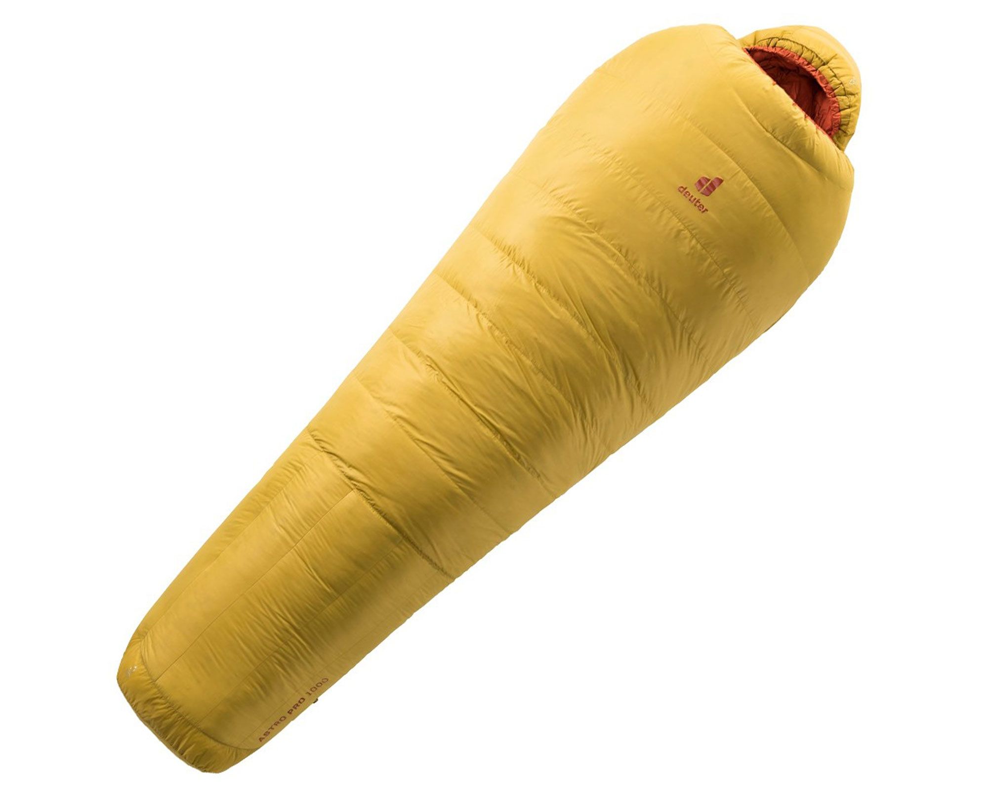 Спальник DEUTER Astro Pro 1000 EL (цвет Turmeric-Redwood) пуховый, экстра-длинный, левый зиппер
