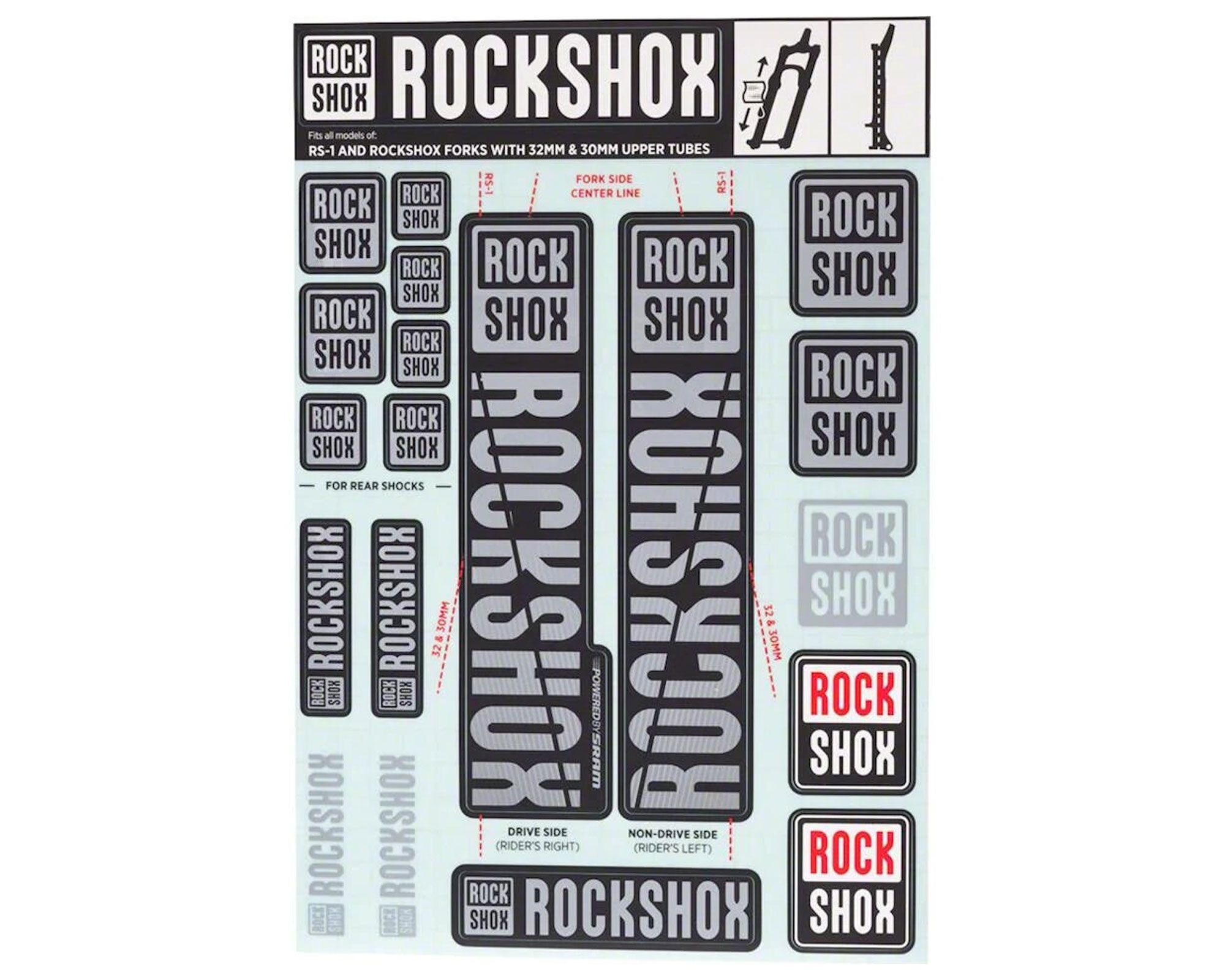Набір наліпок RockShox KIT 30/32/RS1 (POLAR GREY)