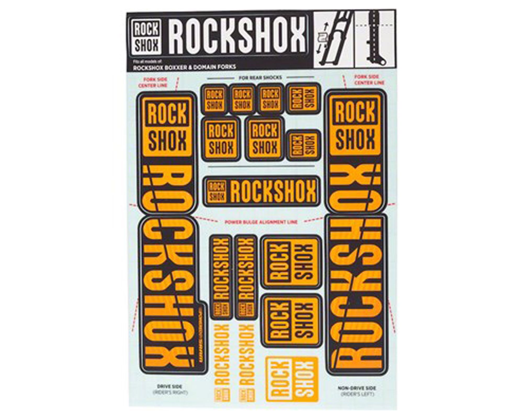 Набір наліпок RockShox KIT 35 мм DC NE02 ORANGE (Помаранчевий Неоновий)