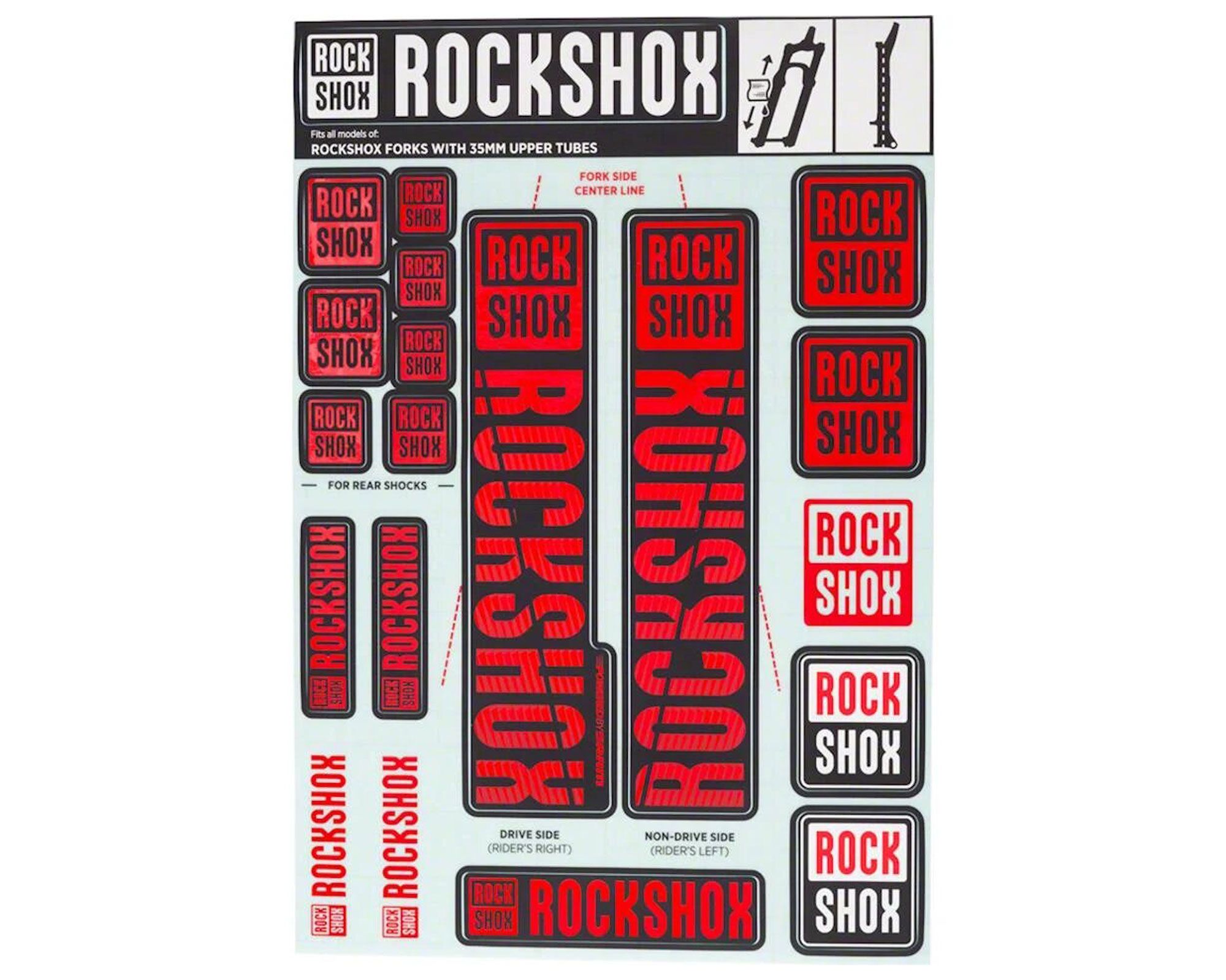 Набір наліпок RockShox KIT 35мм (OXY RED)