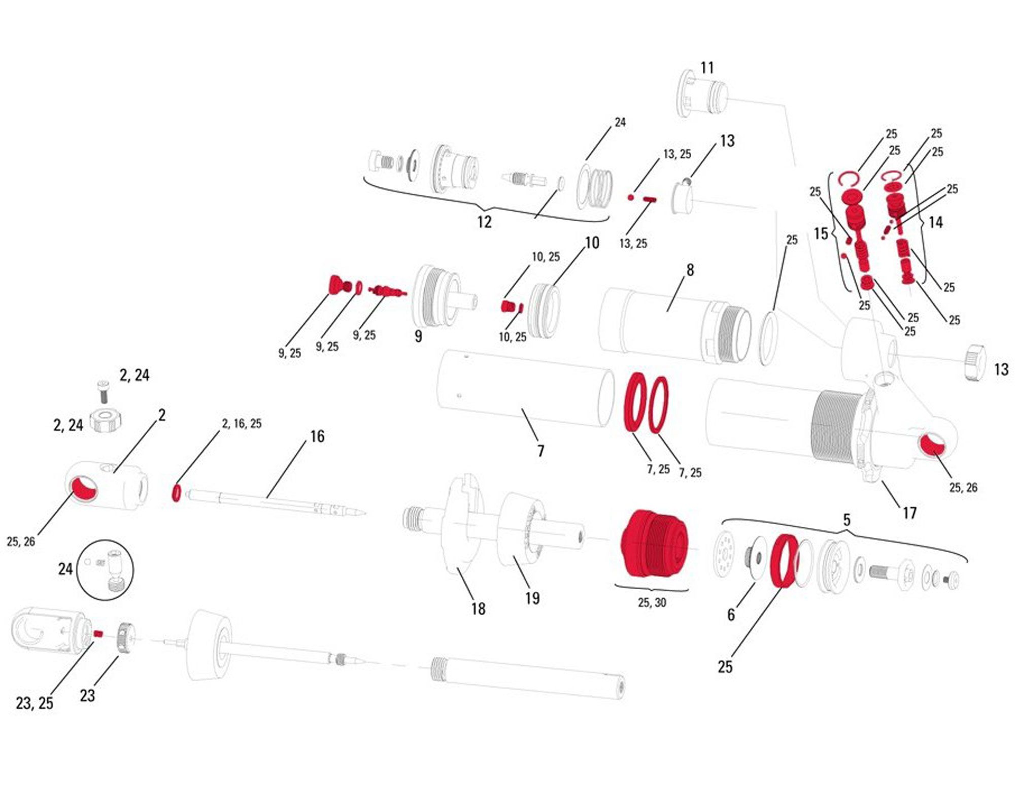 Полный сервисный набор SERVICE KIT FULL, RockShox VIVID (2009-2010) Пружина