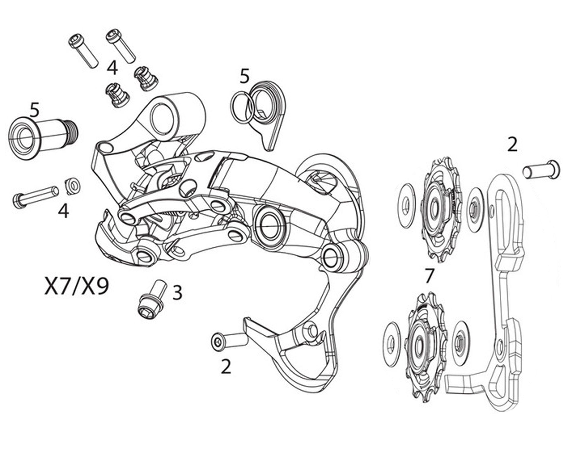 Сервисный набор короткой рамки заднего переключателя X7 10-ск SRAM
