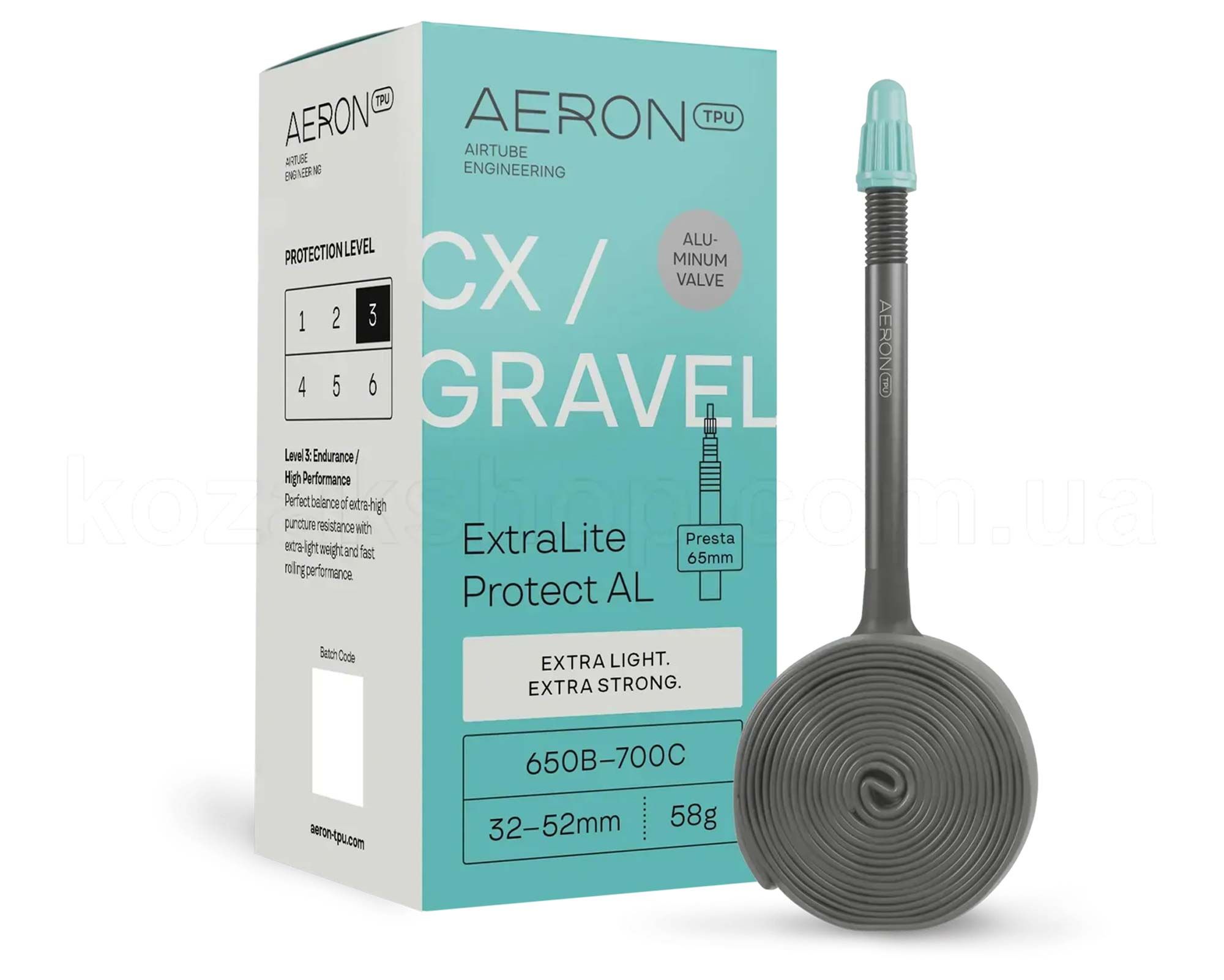 Камера Aeron TPU CX/Gravel ExtraLite Protect Ergon 56г (32-52, Presta 42, 650B - 700C)