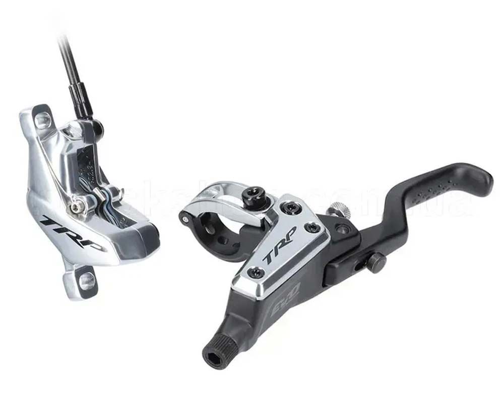 Дискові передні гідравлічні гальма TRP DHR EVO PRO M9040, 4 поршня, 1900 мм, (Silver) сріблястий