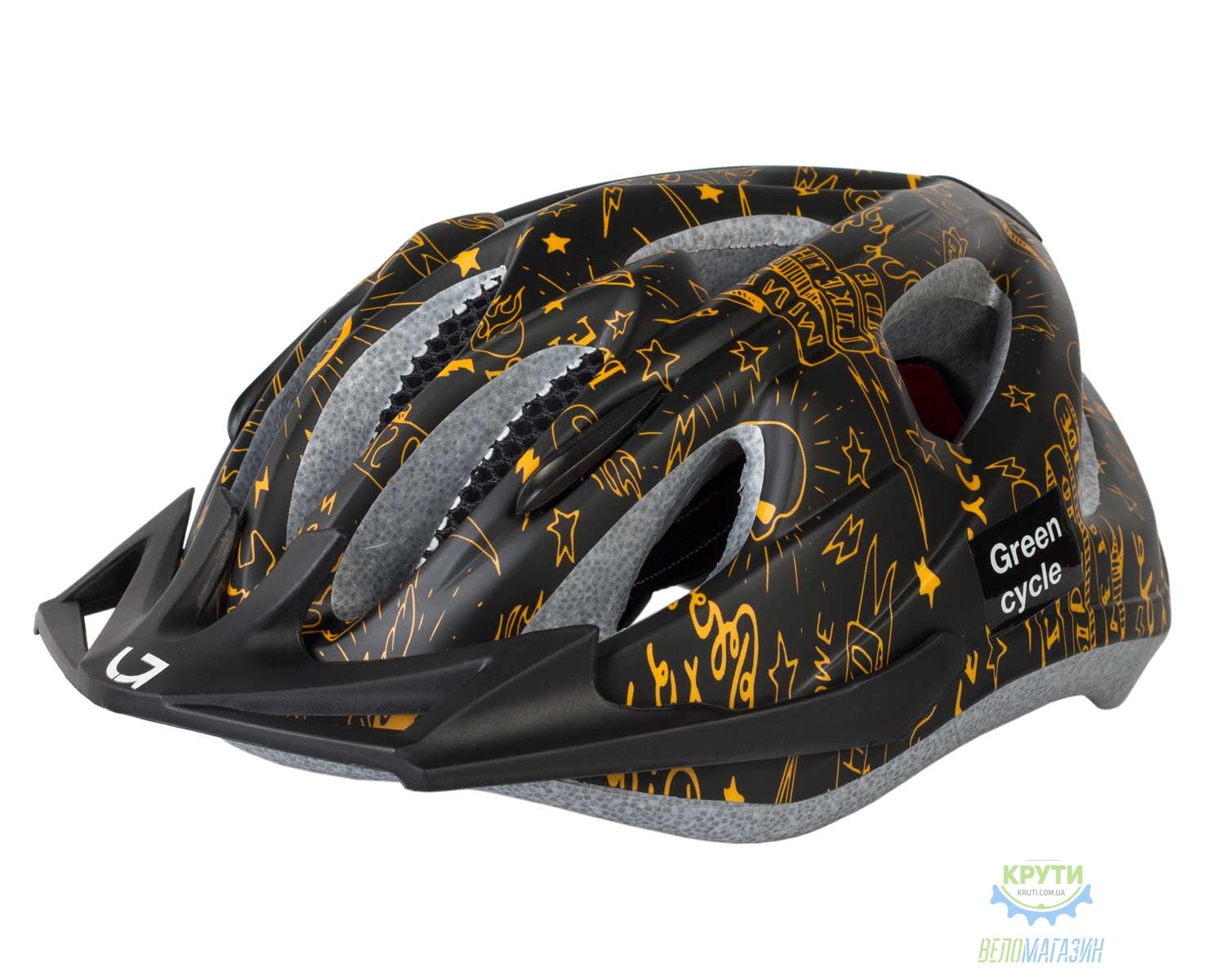 шолом дитячий Green Cycle Fast Five розмір 50-56см чорно-золотистый