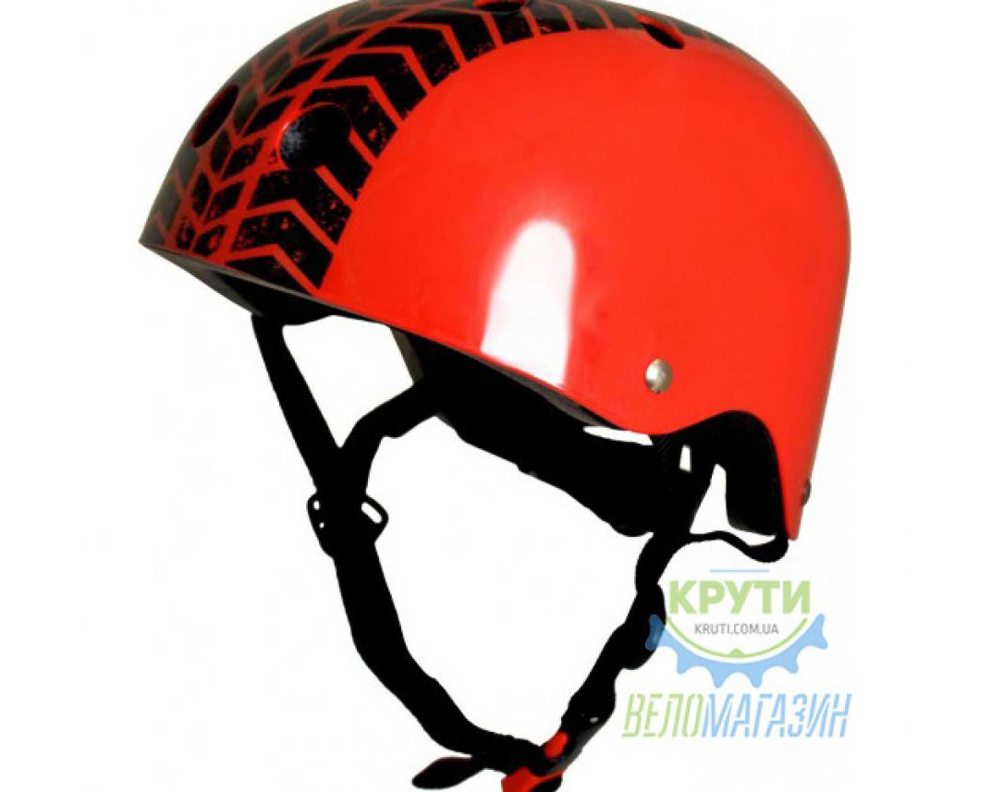 шлем детский Kiddimoto с рисунком протектора, красный, размер S 48-53см