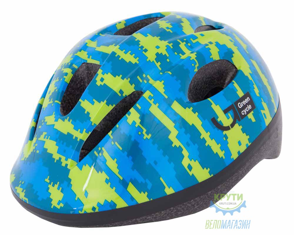 шолом дитячий Green Cycle Pixel розмір 50-54см синійГолубийлайм лак