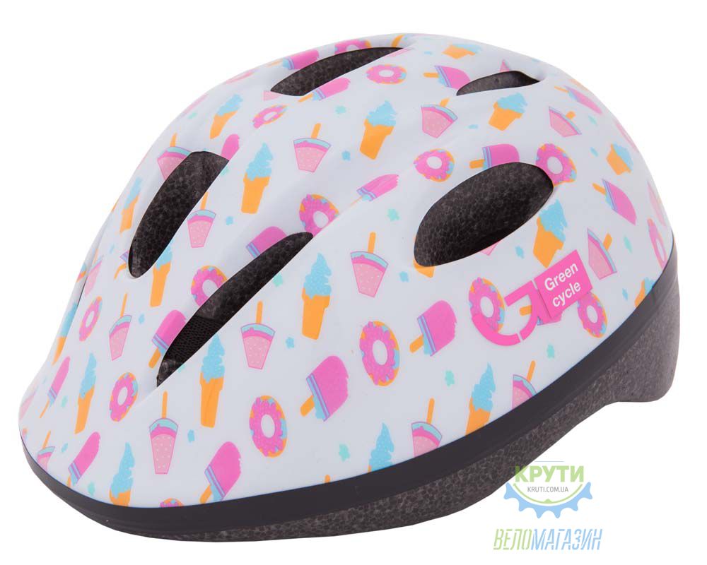 шолом дитячий Green Cycle Sweet розмір 50-54см Білий/Рожевий лак