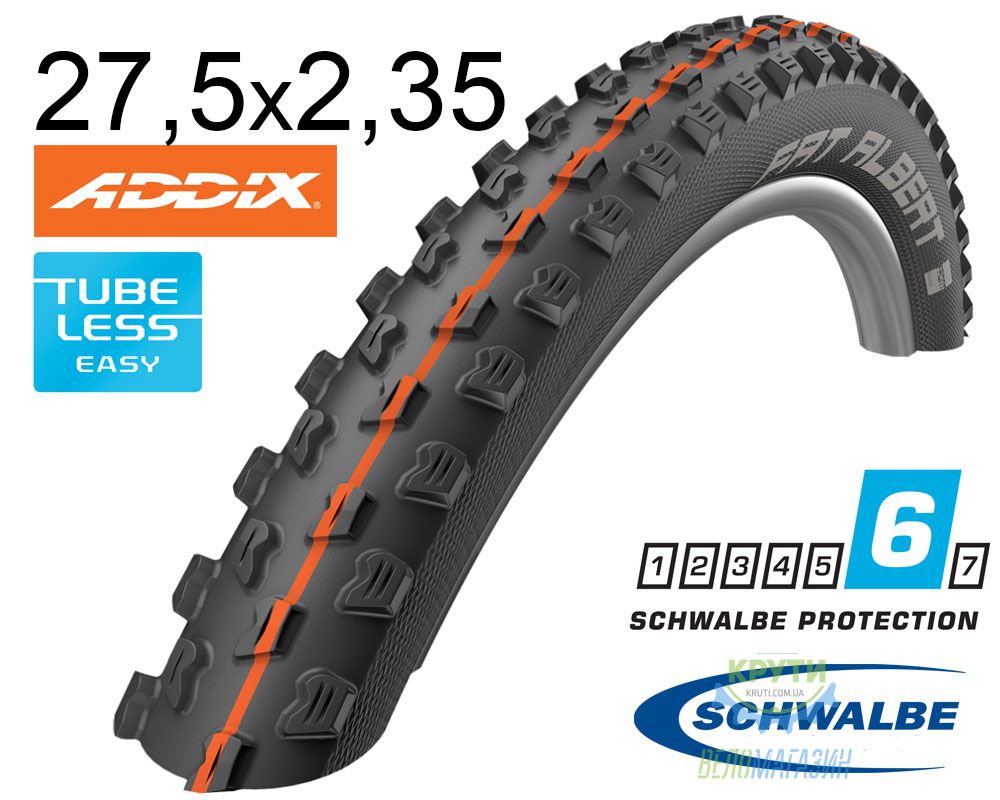 Покрышка 27.5X2.35 650B (60-584) Schwalbe Fat Albert Front Snakeskin T-Easy Evolutoin Folding B/B-Sk Hs477 Addix Soft, 67 EPI Ek