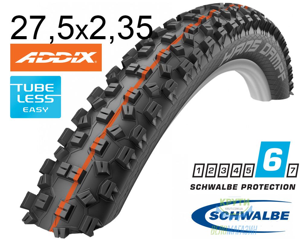 Покрышка 27.5X2.35 650B (60-584) Schwalbe Hans Dampf Superg Tl-Easy Evolutoin Folding B/B-Sk Hs426 Addix Soft, 67 EPI Ek