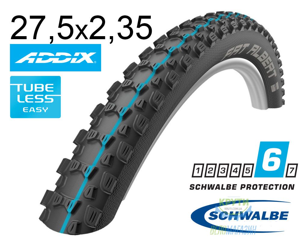 Покрышка 27.5X2.35 650B (60-584) Schwalbe Fat Albert Rear Snakeskin T-Easy Evolutoin Folding B/B-Sk Hs478 Addix Spgrip, 67 EPI Ek