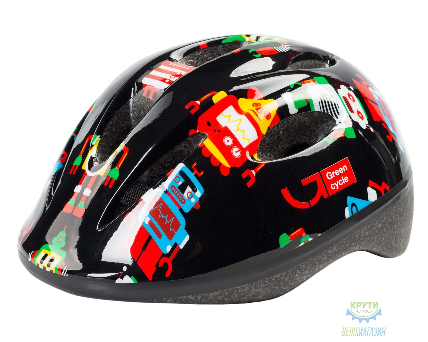 шолом дитячий Green Cycle Robots розмір 48-52см чорний