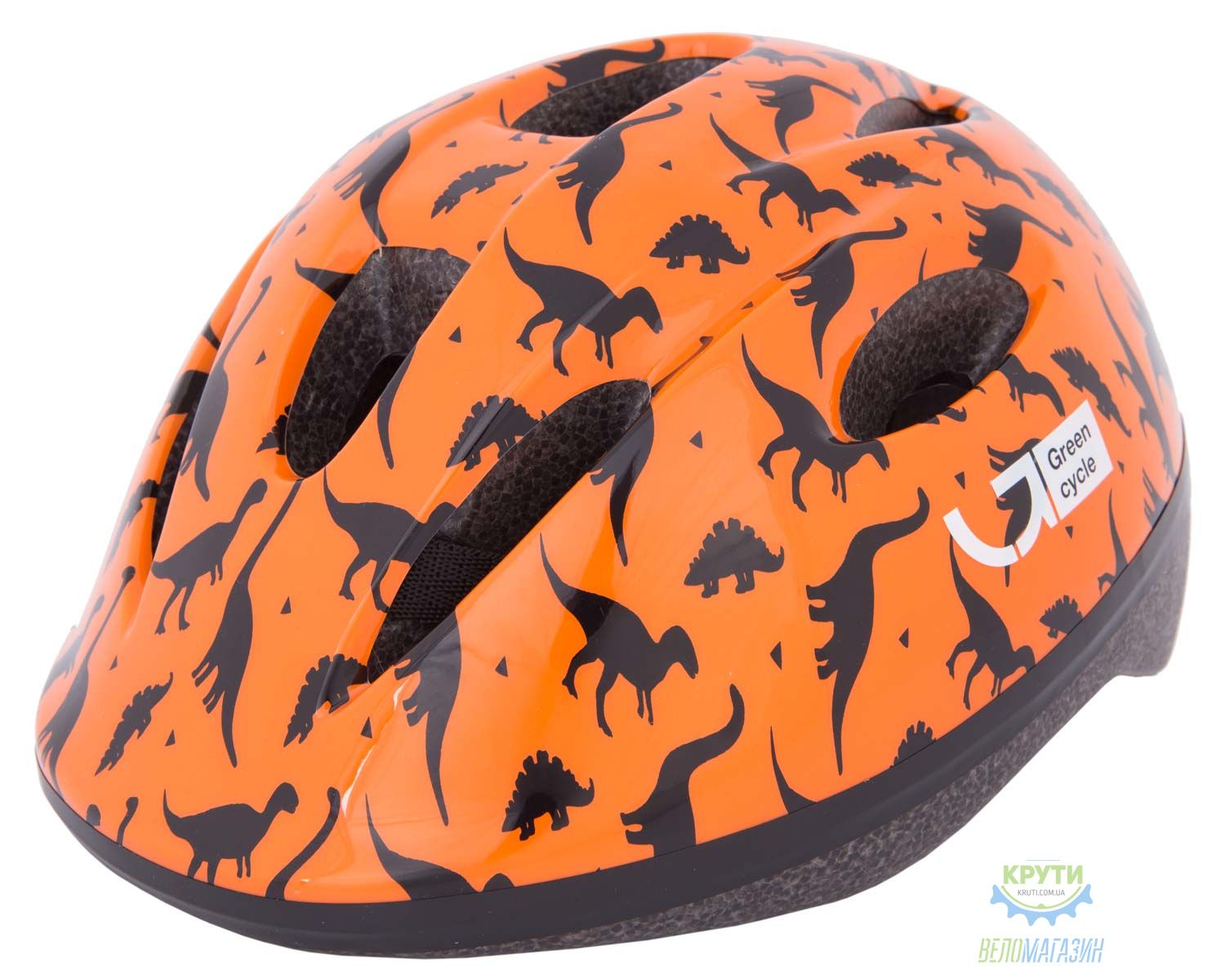 шлем детский Green Cycle Dino размер 50-54см оранжевый/черный лак