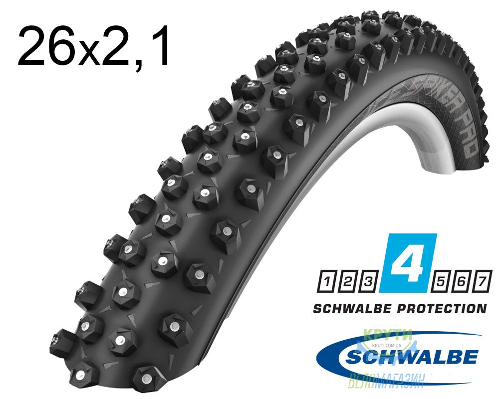 Покрышка 26X2.10 (54-559) Schwalbe Ice Spiker Pro Perfomance Hs379, Raceguard, 361 Шип, B/B-Sk Wic 67 EPI