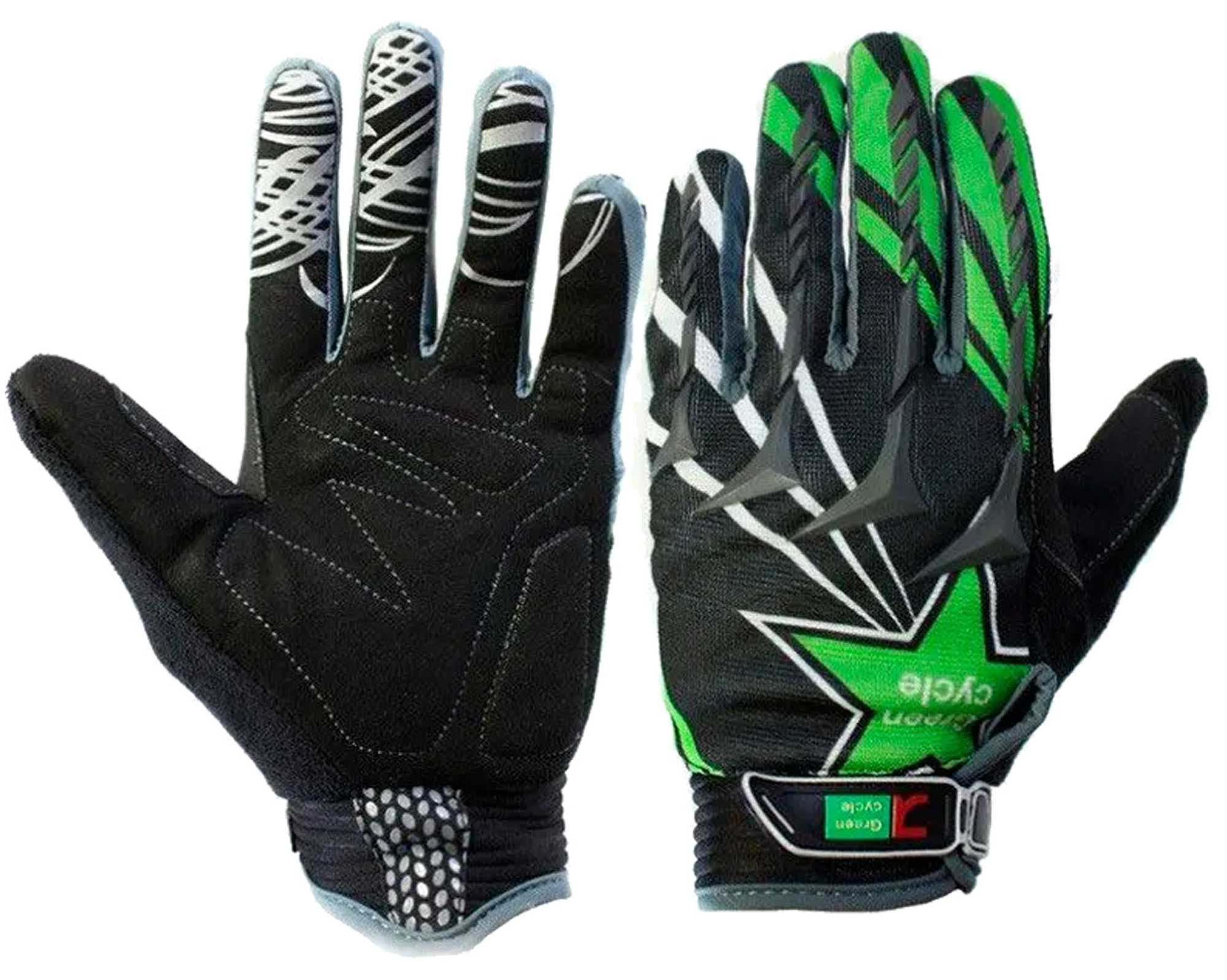 Перчатки Green Cycle NC-2355-2014 MTB с закрытыми пальцами S черно-зеленые