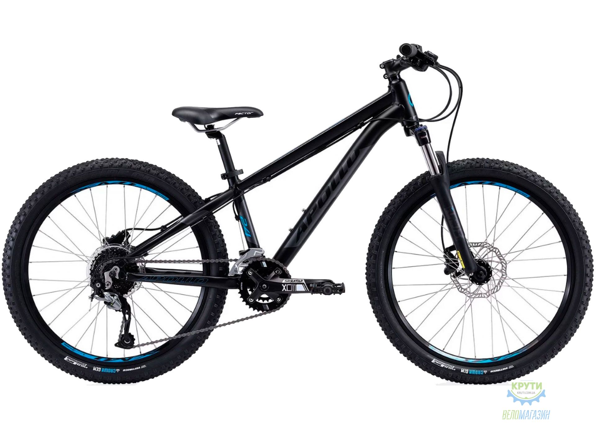 Велосипед 24 Apollo ASPIRE 24 matte Black / matte Charcoal / matte Blue