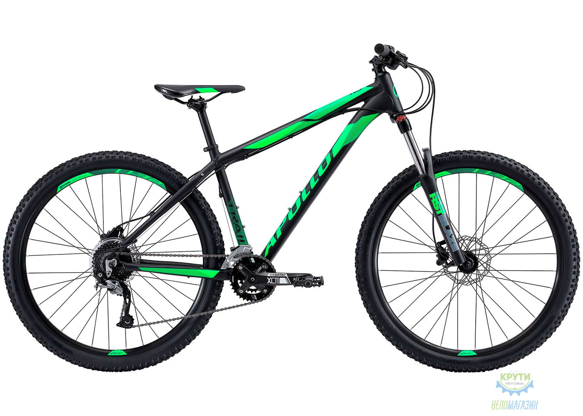 Велосипед 27,5 Apollo TRAIL 10 рама - M matte Black/matte Fluoro Green