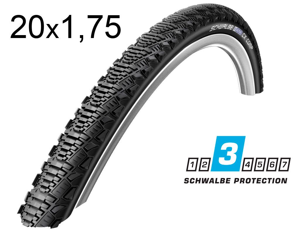 Покришка 20X1.75 (47-406) Schwalbe Cx Comp K-Guard Active B/B-Sk+RT  Hs369 SBC, 50 EPI