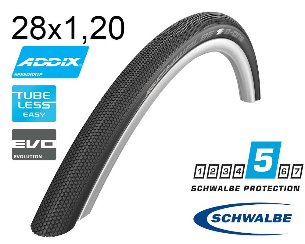 Покришка 28X1.20 700X30C (30-622) Schwalbe G-One Speed Evo, Super Ground, V-Guard, Tle B/B-Sk Hs472 Addix Speedgrip 67 EPI