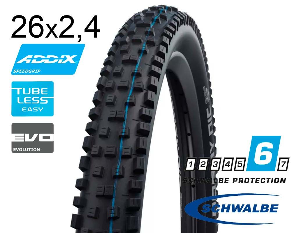 Покришка 26X2.4 (62-559) Schwalbe Nobby Nic Evo, Super Ground, Tle B/B-Sk Hs602 Addix Speedgrip 67 EPI B