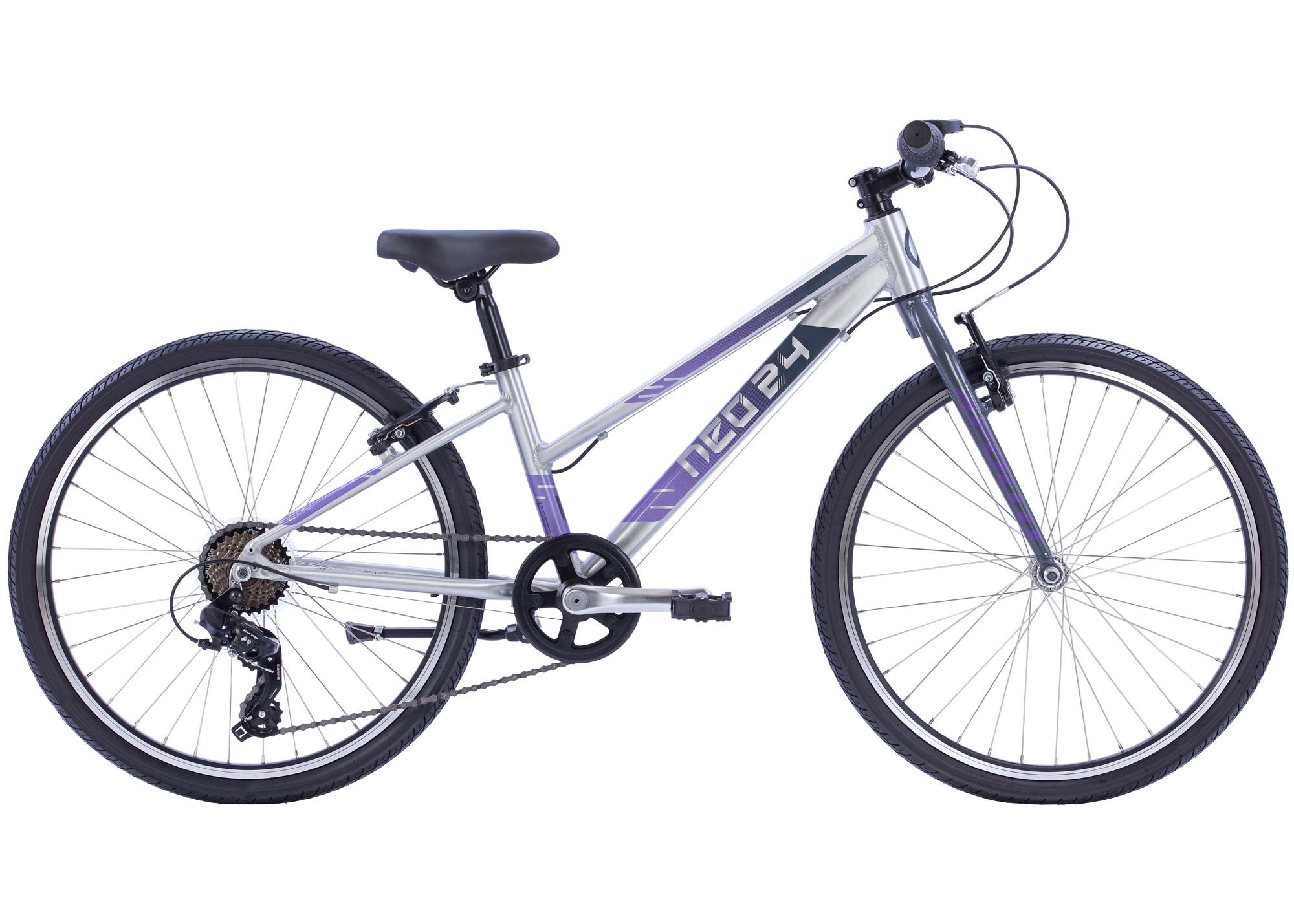 Велосипед 24 Apollo NEO 7s girls Brushed Alloy / Charcoal / Lavender Fade