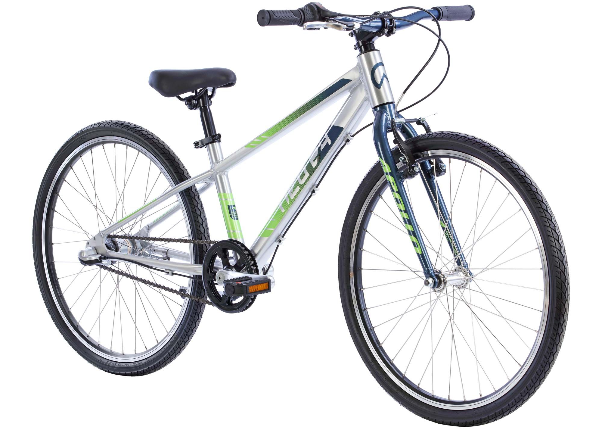 Велосипед 24 Apollo NEO 3i boys Brushed Alloy / Slate / Lime Green Fade
