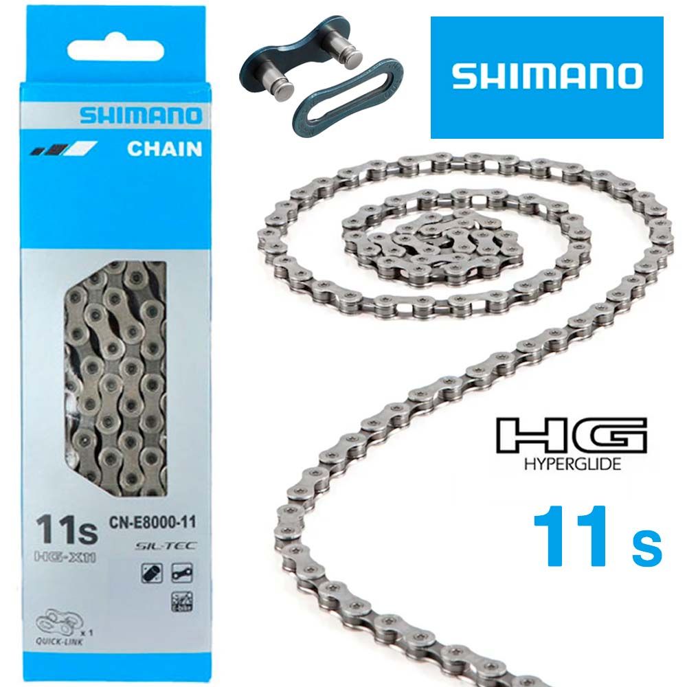 Цепь Shimano CN-E8000-11, HG-X 11-быстрый, 138 ссылок, для электровелосипедов +QUICK-LINK