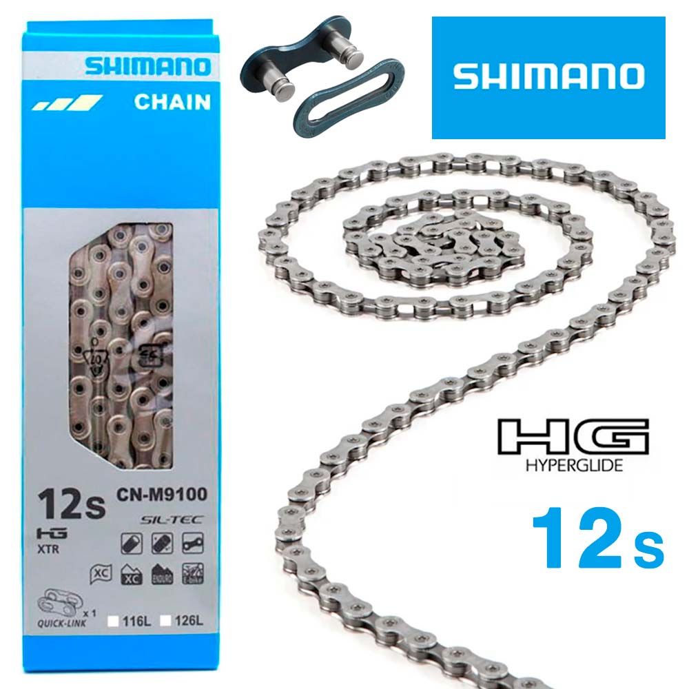 Ланцюг Shimano CN-M9100 XTR/DURA-ACE 12-speed 126 links SIL-TEC + Quick-LINK