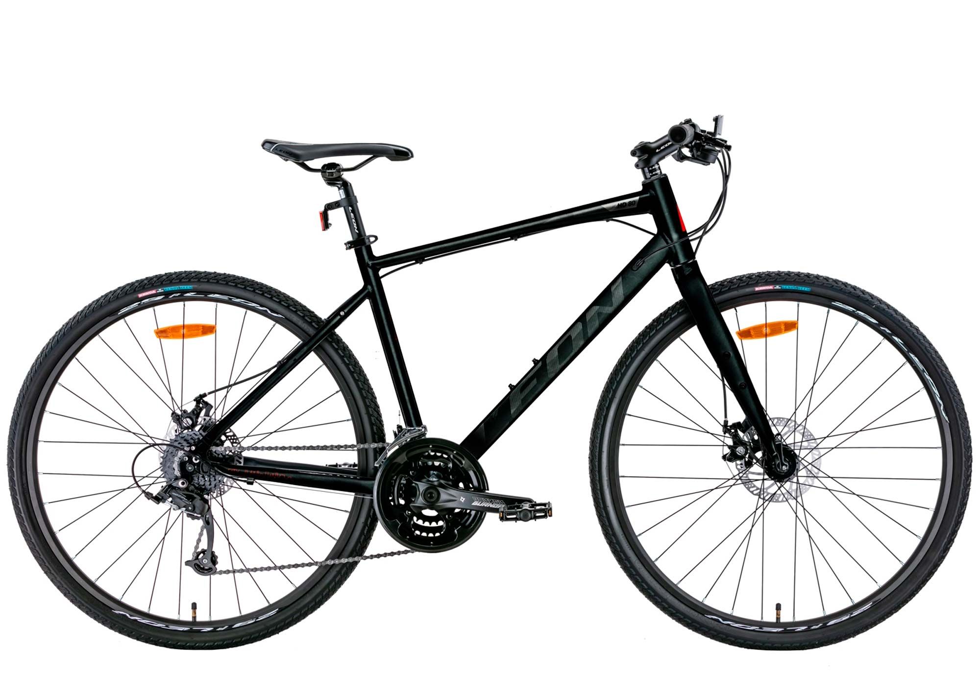 Велосипед 28 Leon HD-80 DD 2022 чорно-білий з червоним, розмір - 21