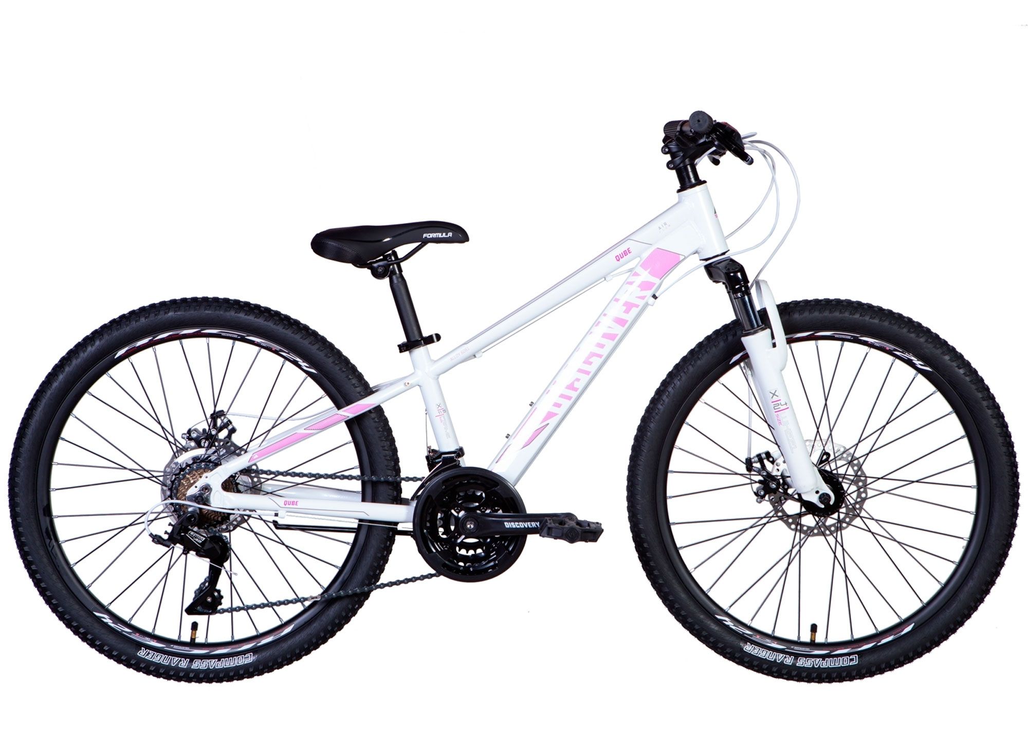 Велосипед 24 Discovery QUBE AM DD 2024 бело-розовый, размер – 11,5