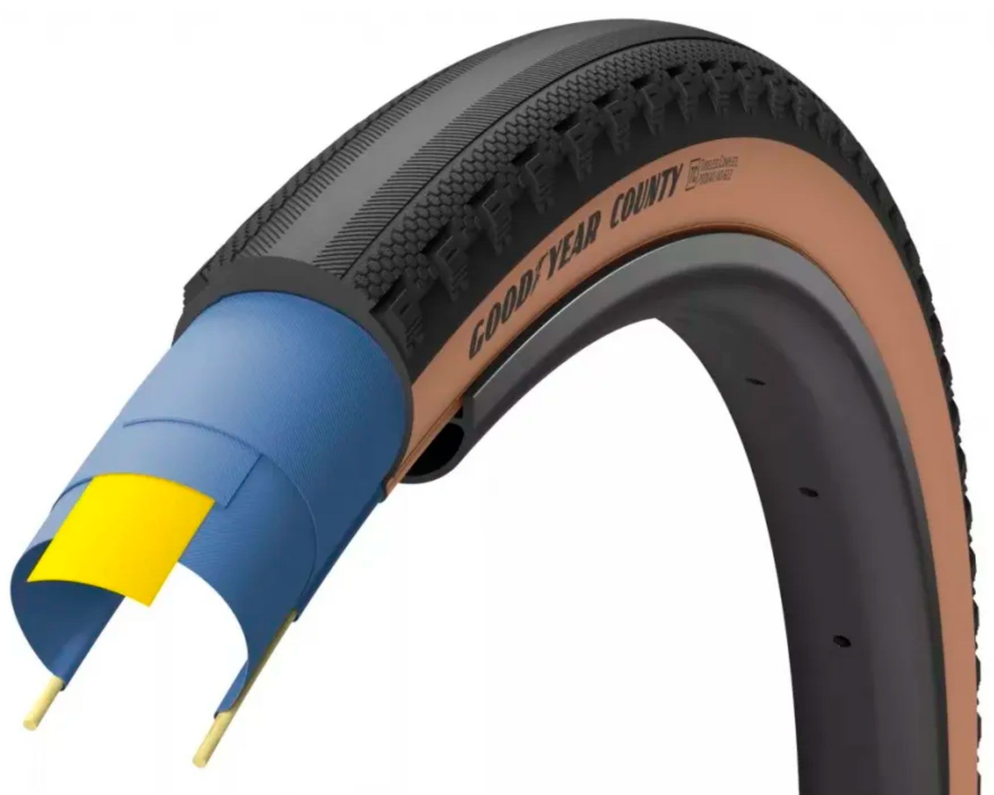 Покрышка 700x35 (35-622) GoodYear County Ultimate Tubeless Complete Folding Blk/Tan, 120tpi