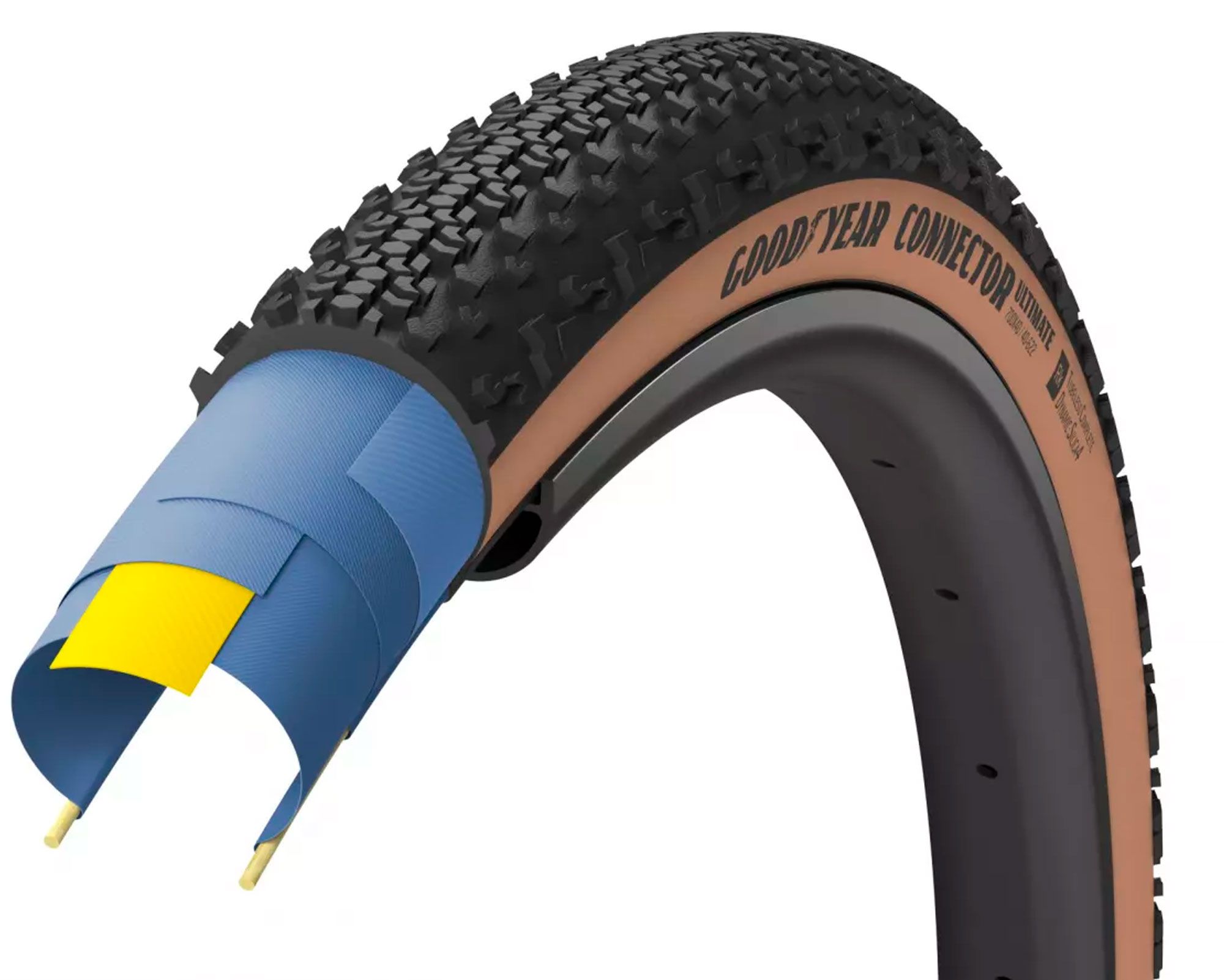 Покришка 700x45 (45-622) GoodYear Connector Ultimate Tubeless Complete Folding Blk/Tan, 120tpi