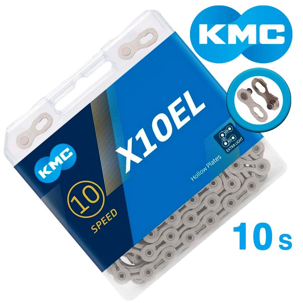 Цепь KMC X10EL Silver 10 скоростей 114 звеньев серебряный + замок