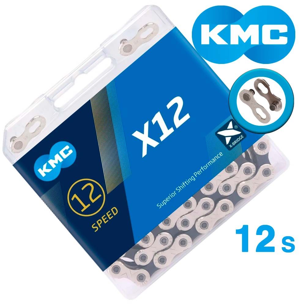 Цепь KMC X12 Silver/Black 12 скоростей 126 звеньев серебряный/черный + замок