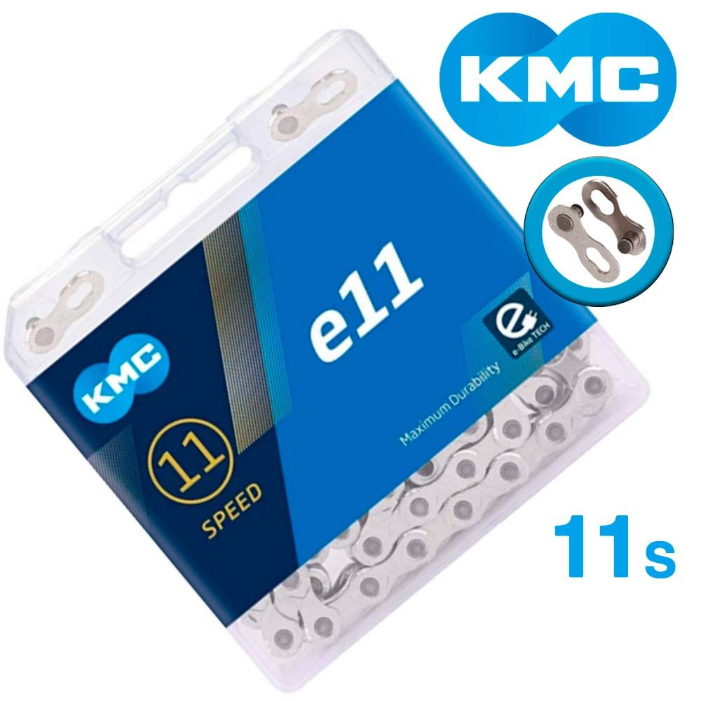 Ланцюг KMC e11 Silver 11 швидкостей 122 ланки срібний + замок