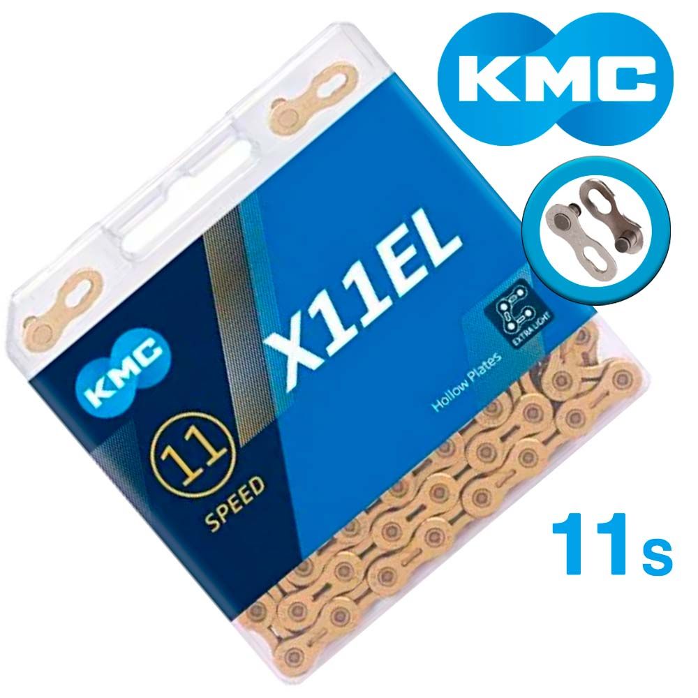 Цепь KMC X11EL Ti-N Gold 11 скоростей 118 звеньев золотой + замок