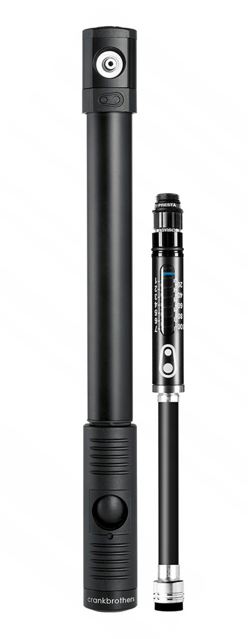 Мінінасос Crankbrothers KLIC HP GAUGE, алюмінієвий, з манометром, presta/schrader, 120psi / 8.3 bar, чорний