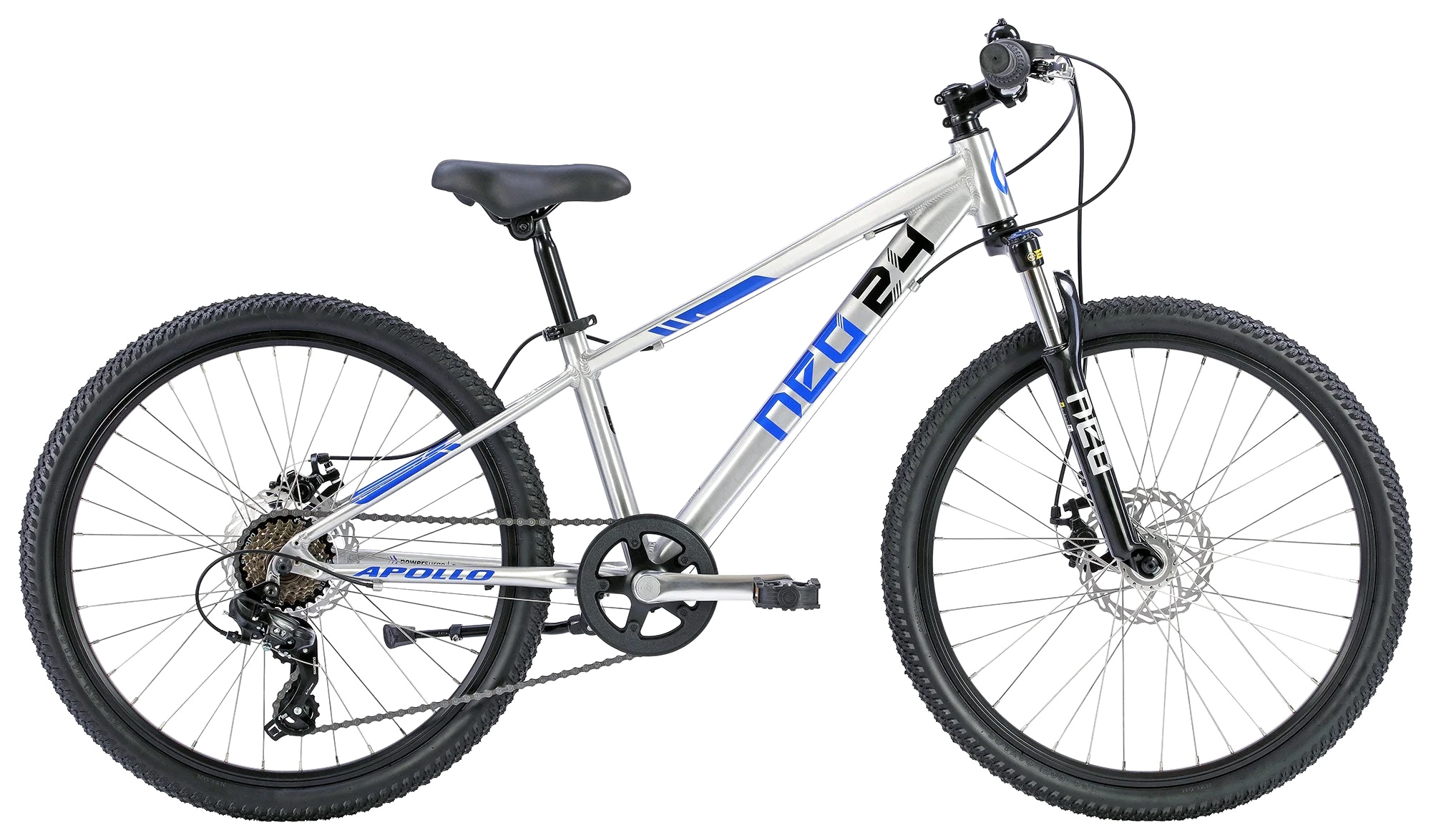 Велосипед 24 Apollo NEO Disc+ 7s boys Brushed alloy / Blue / Black