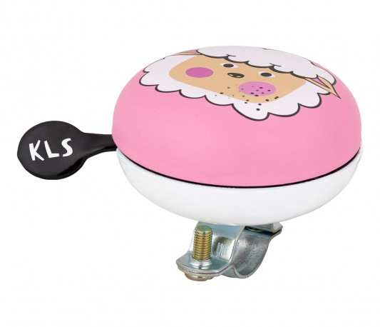 Колокольчик детский на руль KLS Bell Kiddie Баранчик, диаметр крепления 22 - 25 мм, бело-розовый
