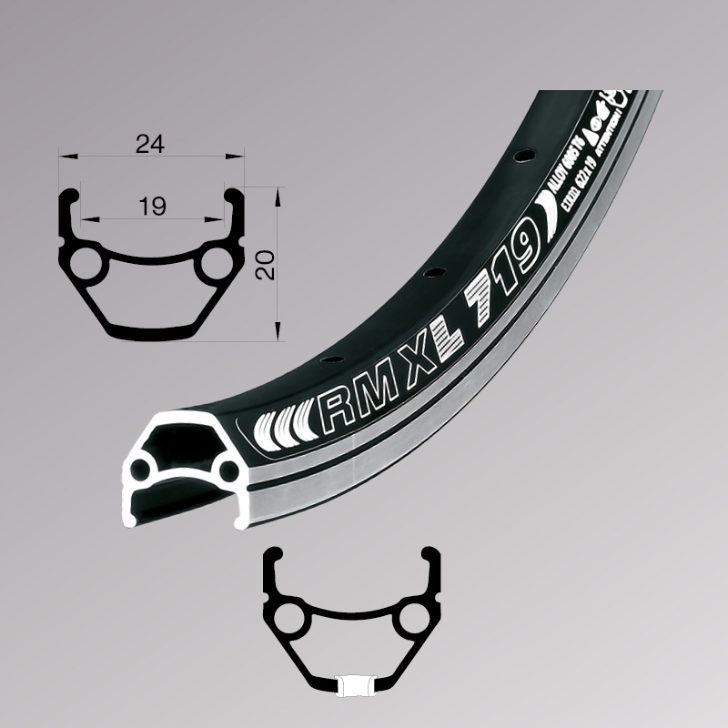 Обід Remerx DRAGON LINE RX 719, 28, 622x19, 36 отв, AV, пістонований, чорний анод., V-Br, CNC