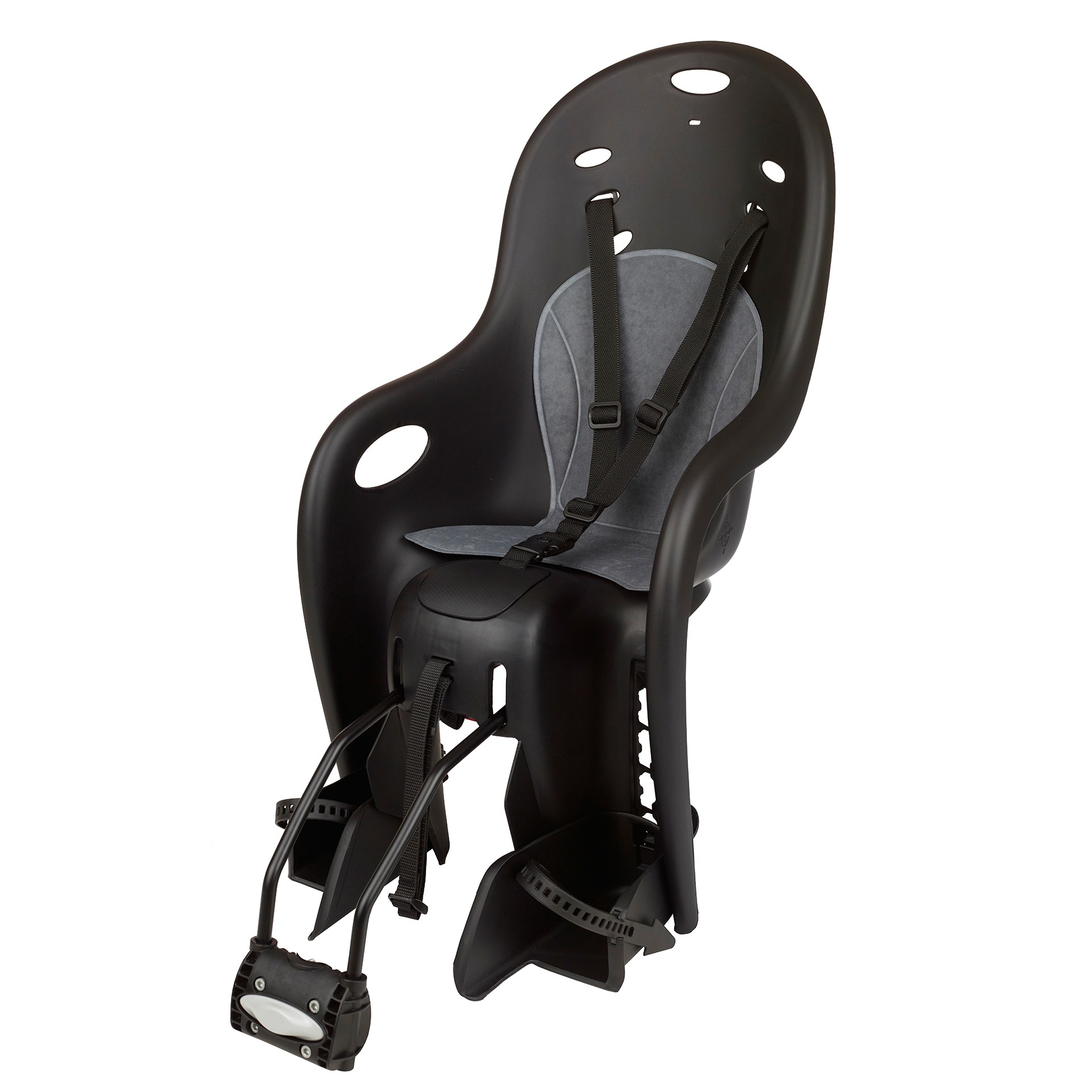 Дитяче велокрісло заднє Dieffe Bikey Relax RFM, на підсідельну трубу, 22 кг, нахил 10°, чорний/сірий