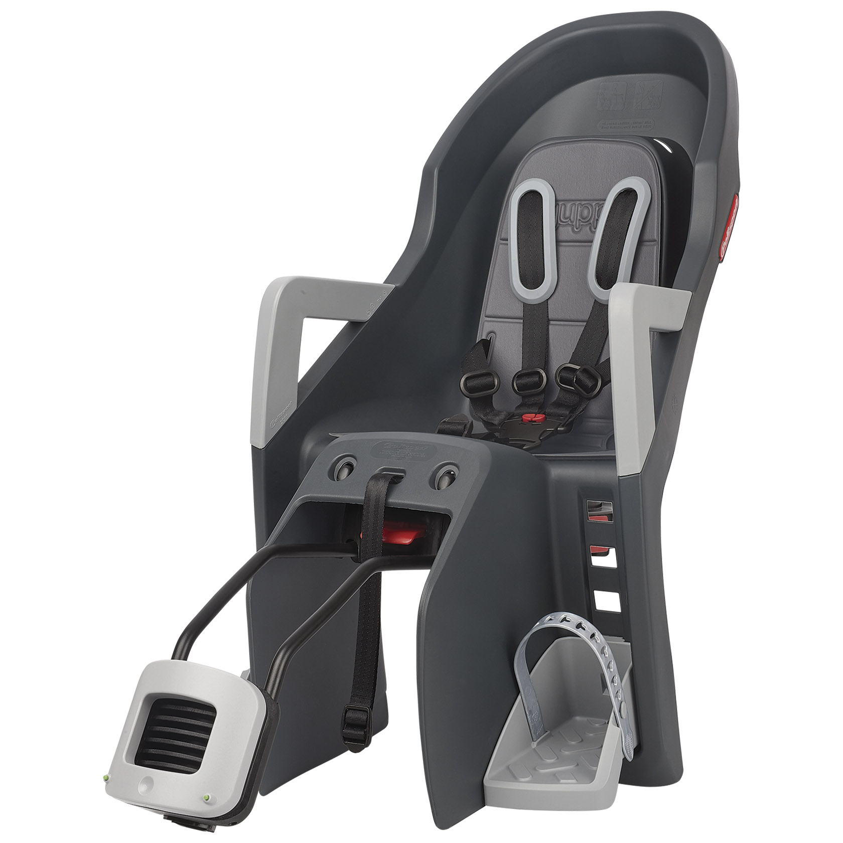 Детское кресло заднее POLISPORT Guppy Maxi+ RS на подседельную трубу, 9-22 кг, серое