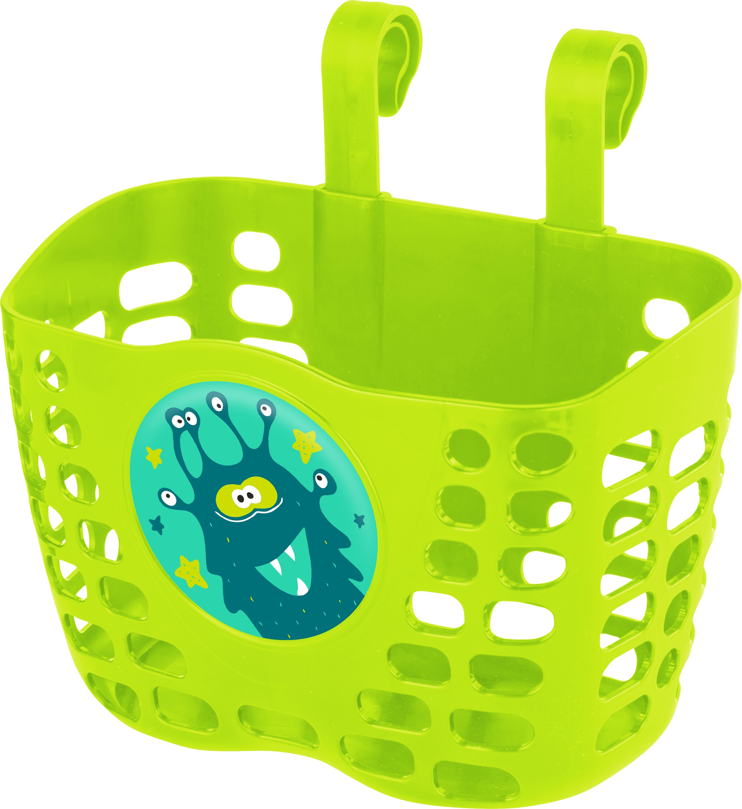 Корзина детская пластиковая на руль KLS Buddy Монстрик, ярко-зеленый