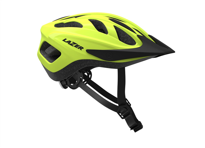 Шолом LAZER J1, неоново-жовтий, +сітка від комах +led