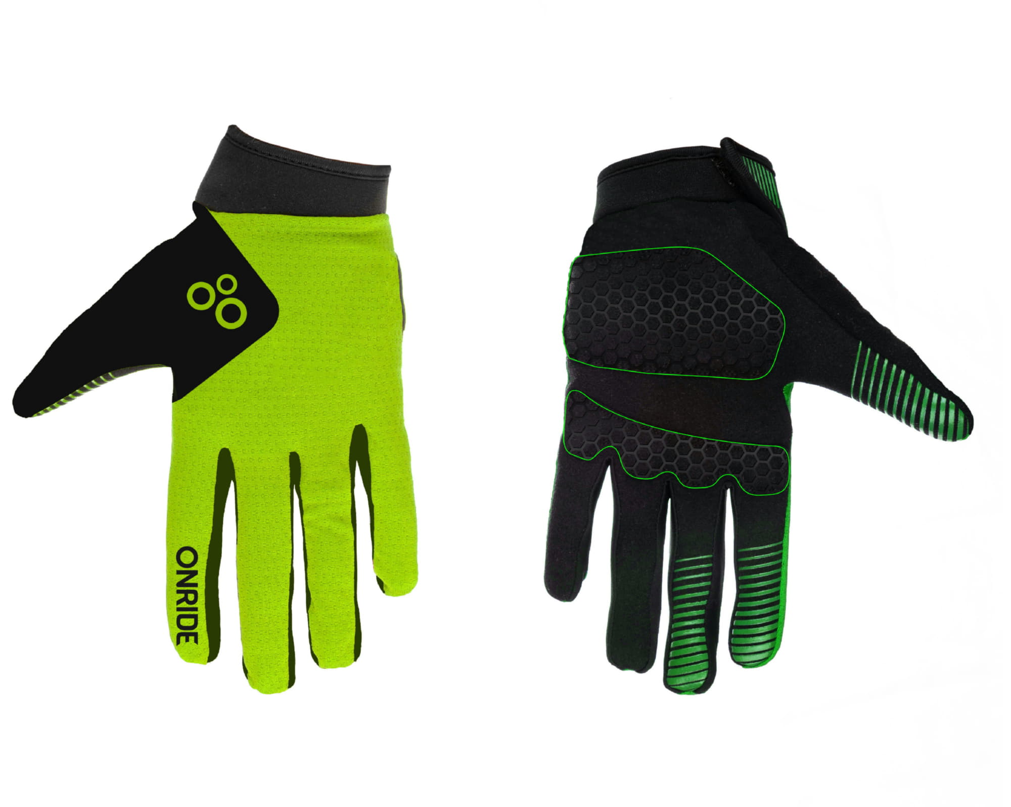 Рукавички ONRIDE Long 20 колір зелений/чорний розмір S